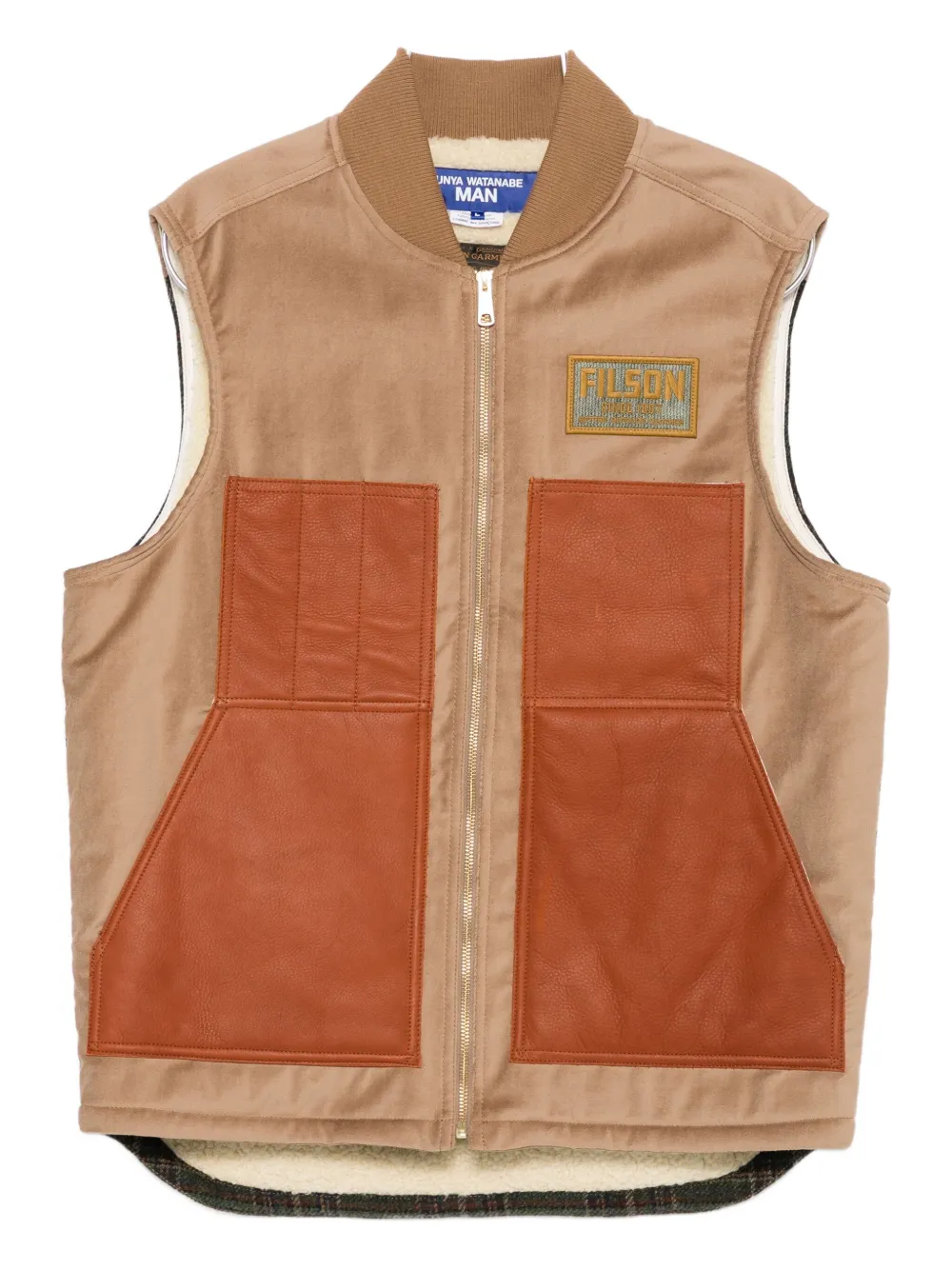 Junya Watanabe X Filson Logo-patch Zip-front Gilet In Brown