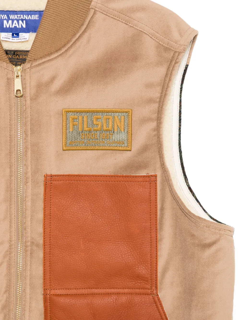 Junya Watanabe MAN x Filson gilet met logopatch en rits Bruin