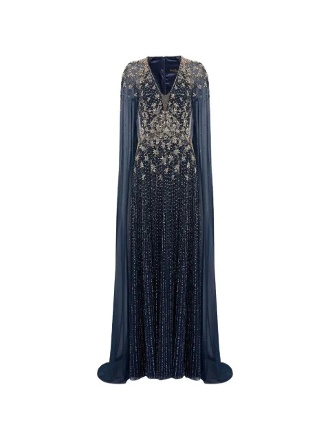 Jenny Packham embellished cape maxi dress