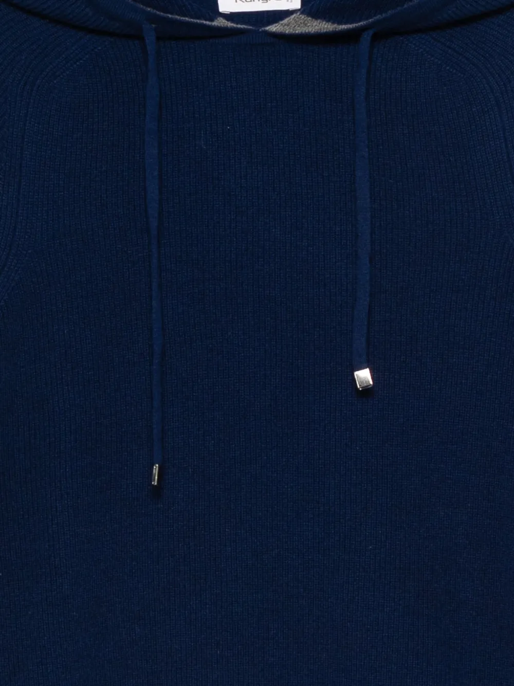 Kangra Fijngebreide hoodie Blauw