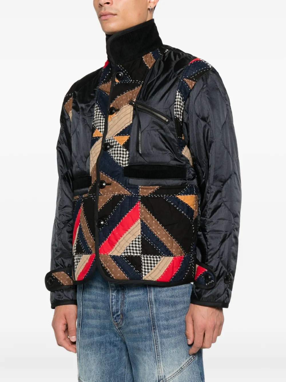 KHOKI Patchwork Zip Jacket | Blue | FARFETCH OM