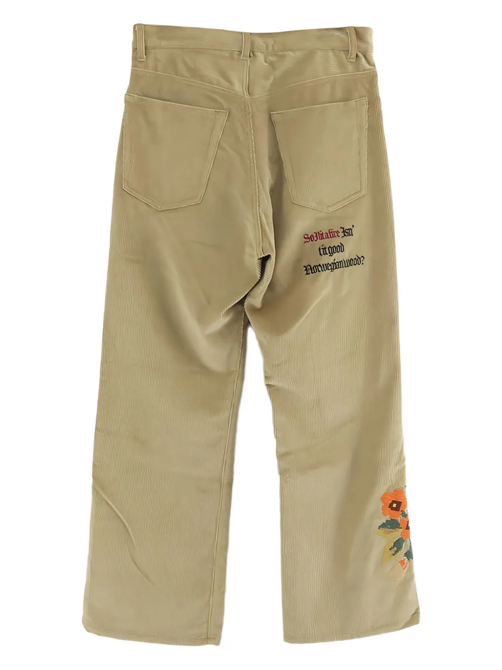 KHOKI floral-appliqué patch-detail trousers - Beige