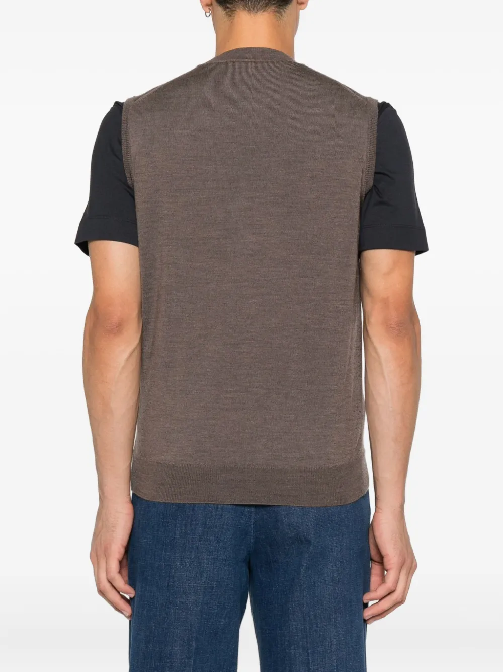 Kangra Vest met V-hals en knoop Bruin