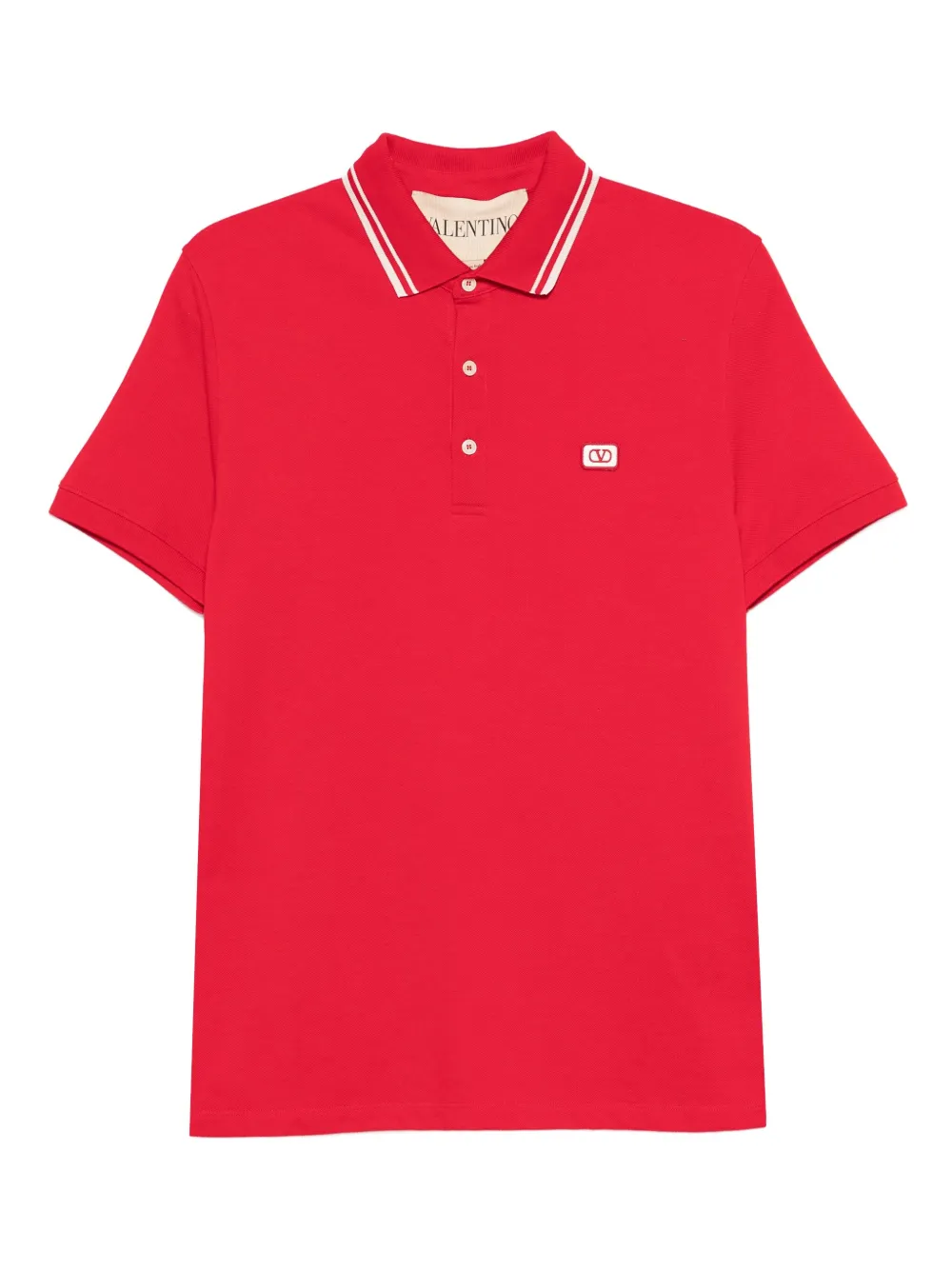 Valentino Garavani striped-collar polo shirt Rood
