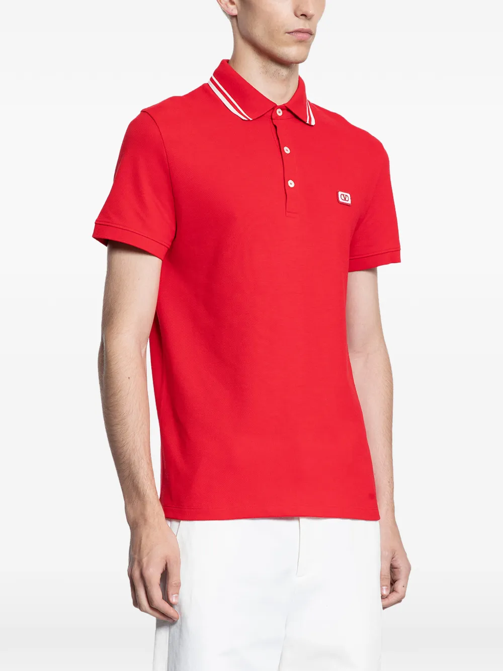 Valentino Garavani VLogo katoenen piqué poloshirt met patch Rood