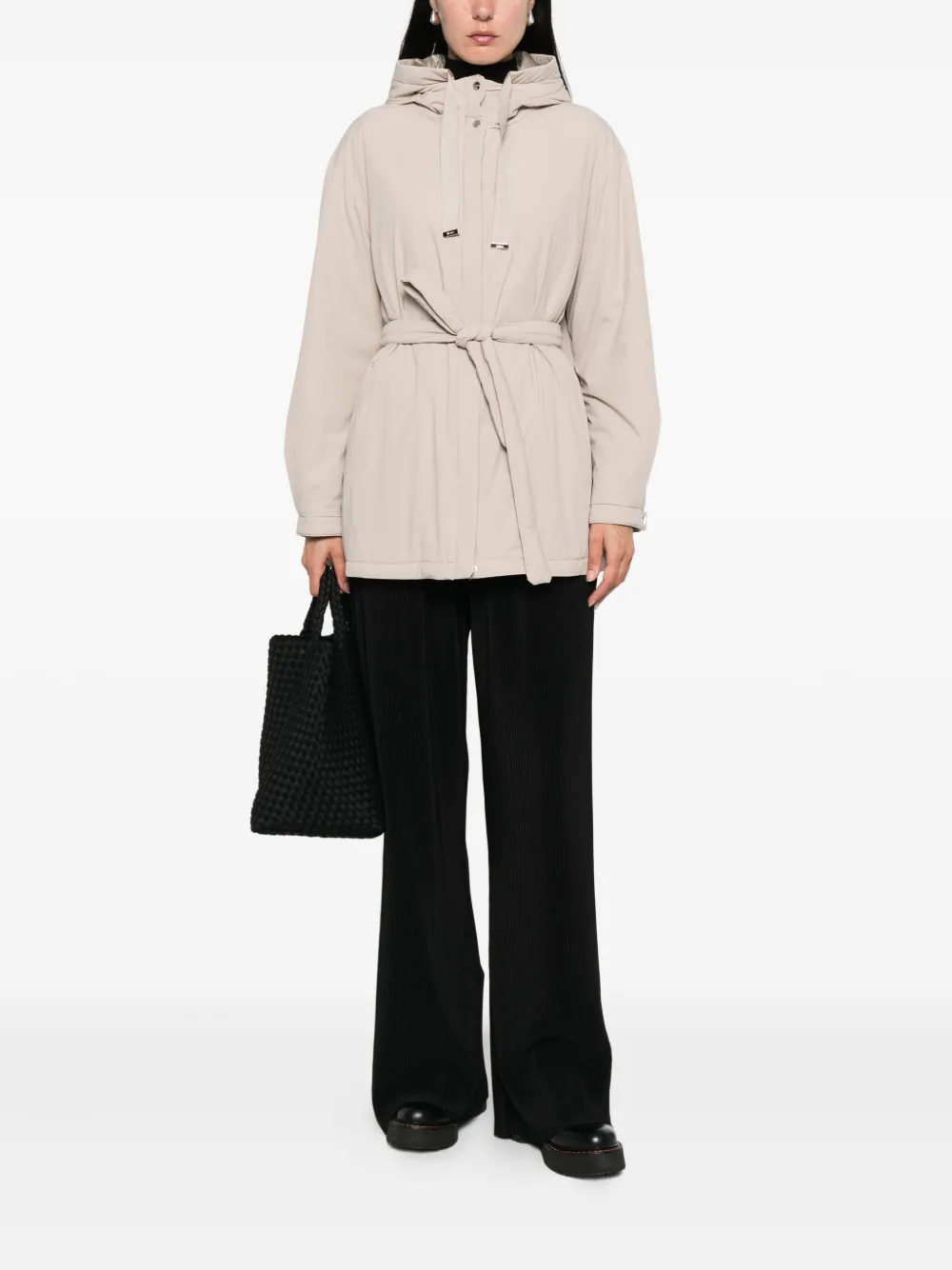 Herno Jas met capuchon en ceintuur Beige