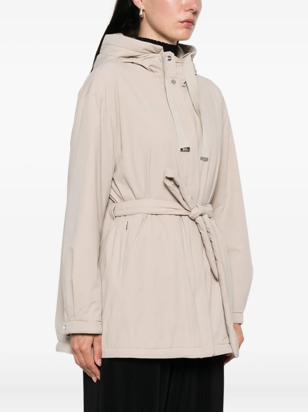 Herno Jas met capuchon en ceintuur Beige