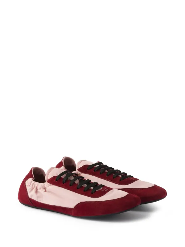 PRADA スニーカー レッド スエード ローカット Prada Collapse Re-Nylon スエードスニーカー | レッド | FARFETCH JP