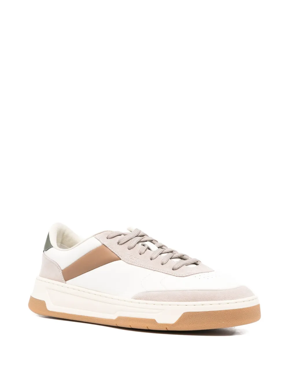 BOSS panelled leather sneakers White