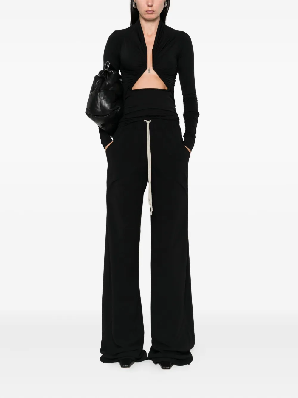 Rick Owens Gedrapeerde top met uitgesneden details Zwart
