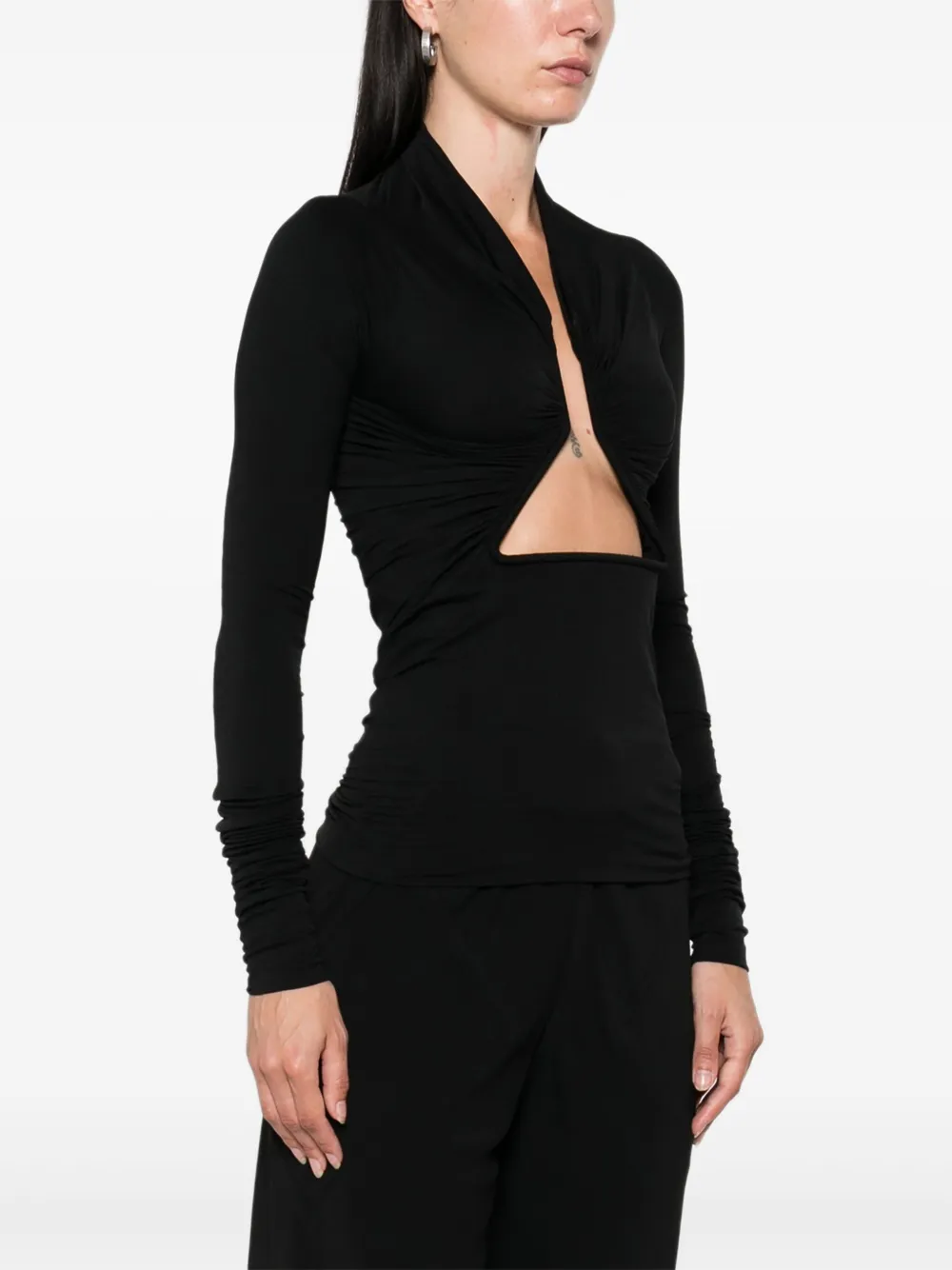 Rick Owens Gedrapeerde top met uitgesneden details Zwart