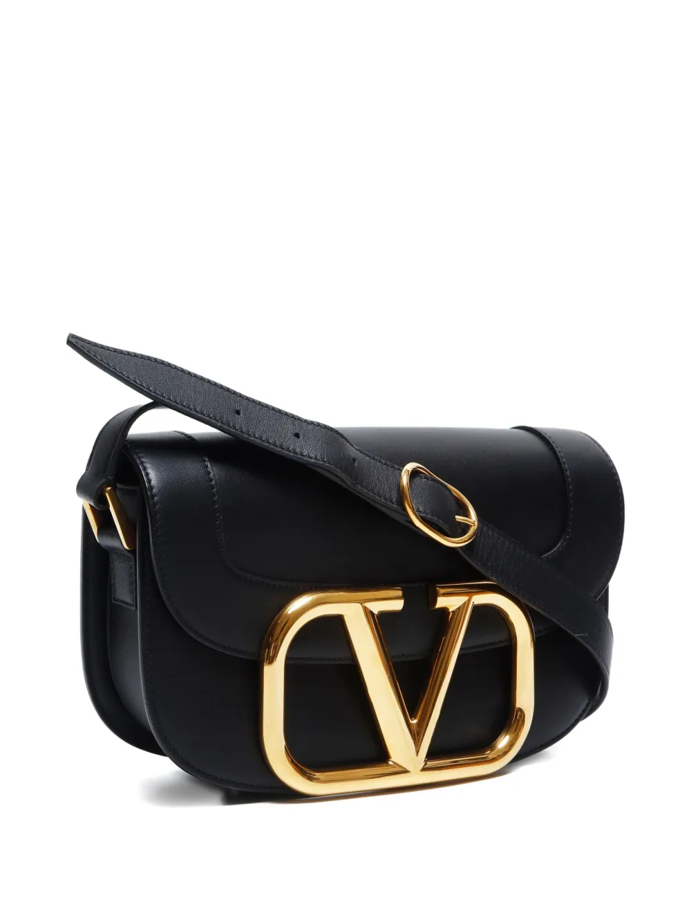 Pre-owned Valentino Garavani 2020-2024 V-logo Shoulder Bag In Black