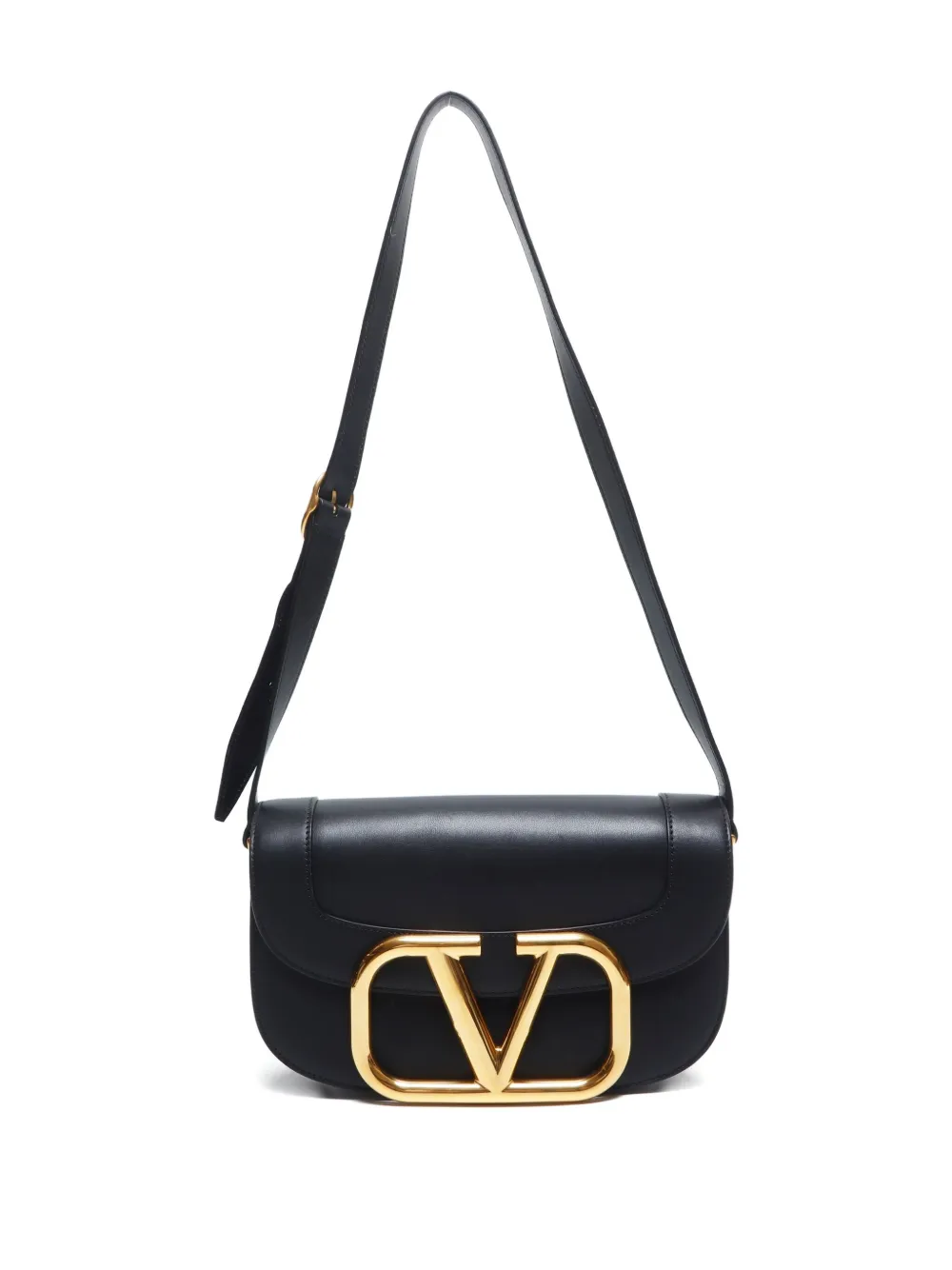 Pre-owned Valentino Garavani 2020-2024 V-logo Shoulder Bag In Black