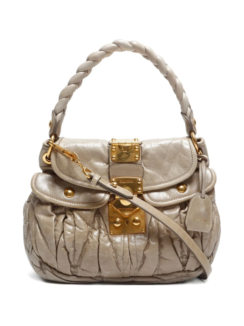 Miu Miu Pre-Owned 2000-2020 Matelasse leather shoulder bag | Neutrals | Image 1