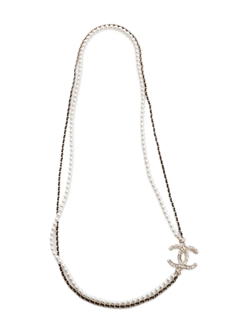 CHANEL Pre-Owned 2023 ココマーク パール ネックレス - ゴールドトーン CHANEL Pre-Owned 2023 ココマーク パール ネックレス - ゴールドトーン