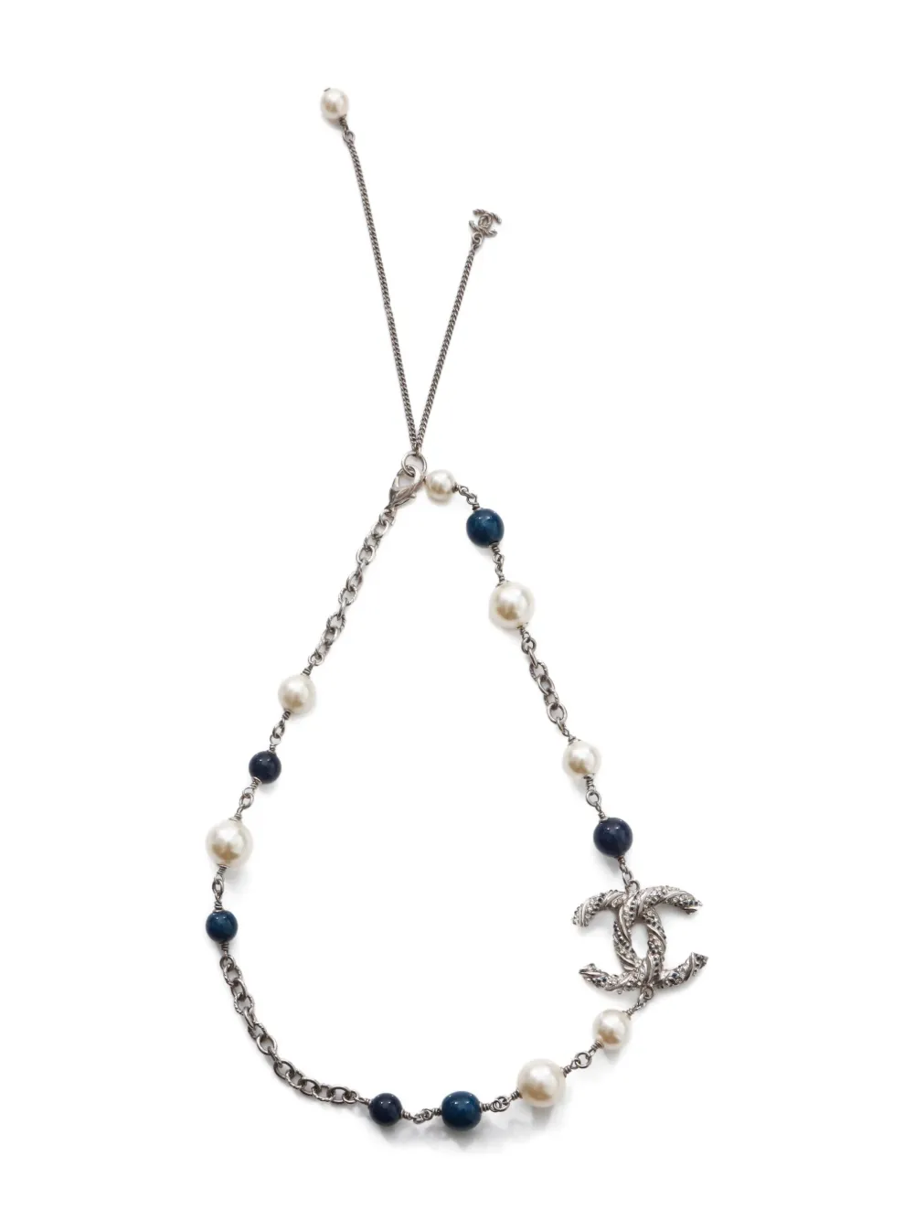 CHANEL Pre-Owned 2014 CC Mark rhinestone pearls necklace - シルバートーン CHANEL Pre-Owned 2014 CC Mark rhinestone pearls necklace - シルバートーン