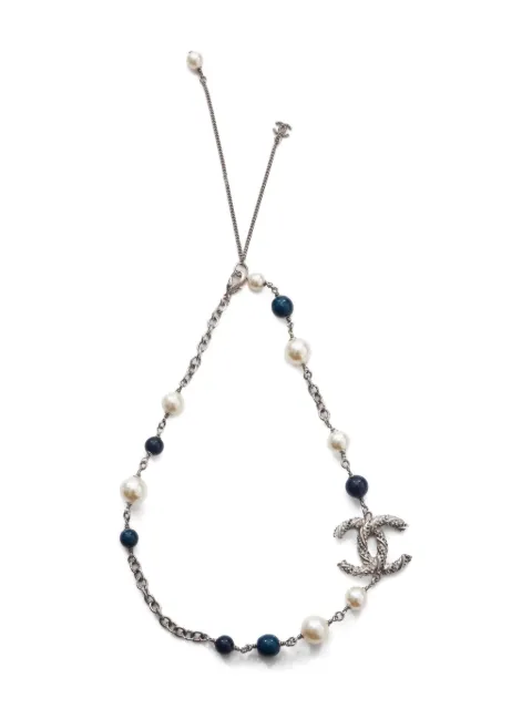 CHANEL Pre-Owned 2014 CC Mark rhinestone pearls necklace