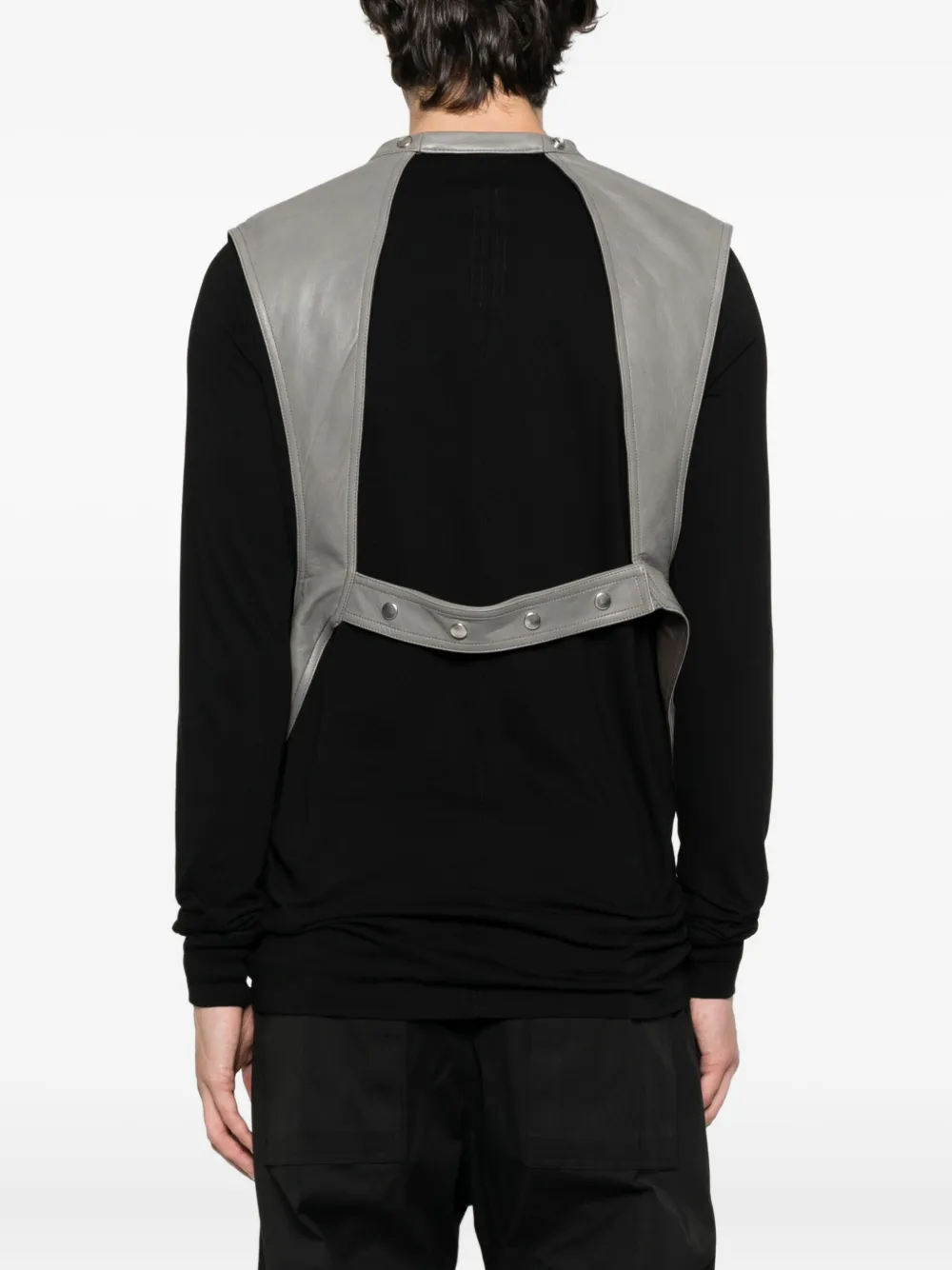 Rick Owens Leren gilet met zakken Grijs
