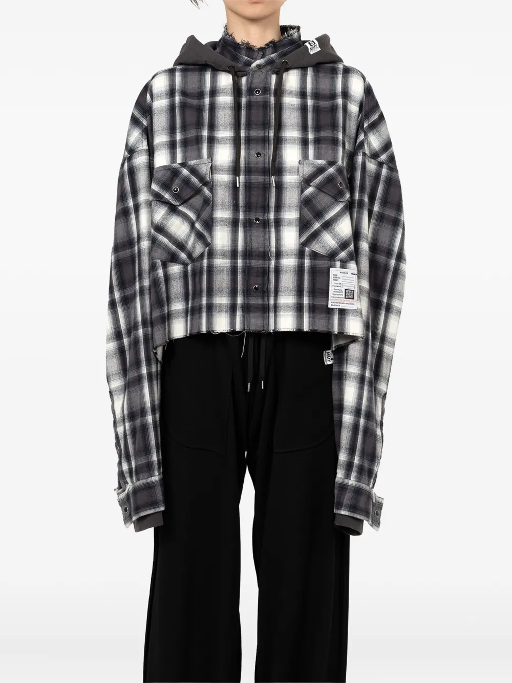 Maison MIHARA YASUHIRO hooded check shirt - Zwart
