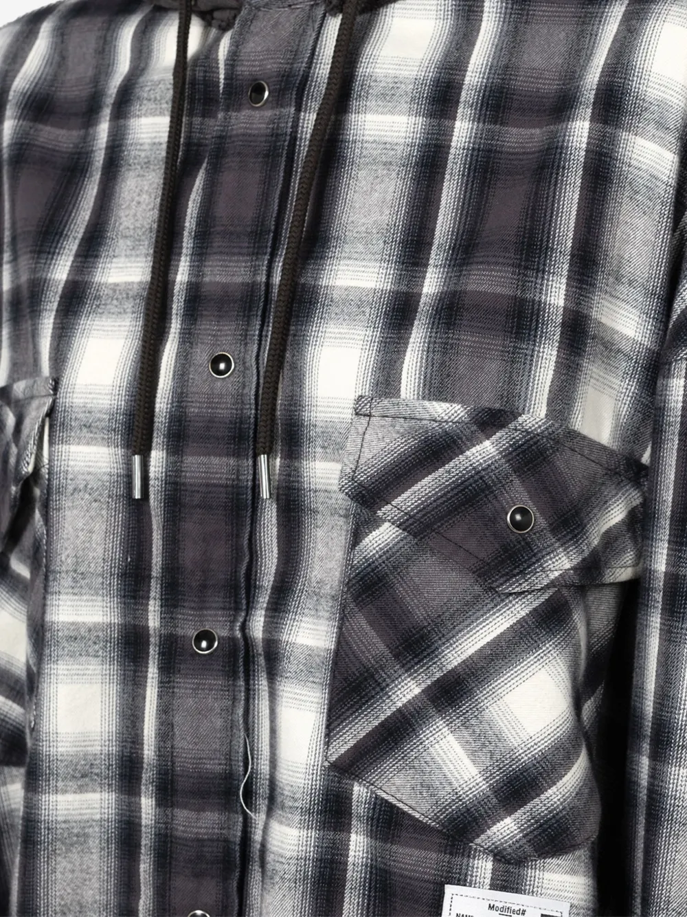 Maison MIHARA YASUHIRO Hooded Check Shirt | Black | FARFETCH GE