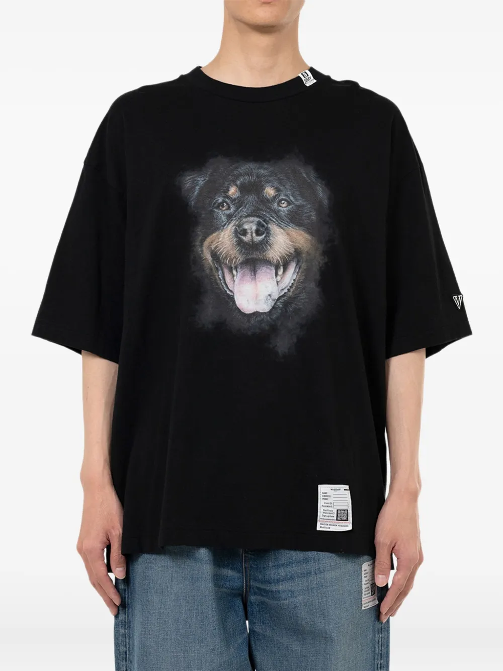 Maison MIHARA YASUHIRO T-shirt met hondenprint Zwart
