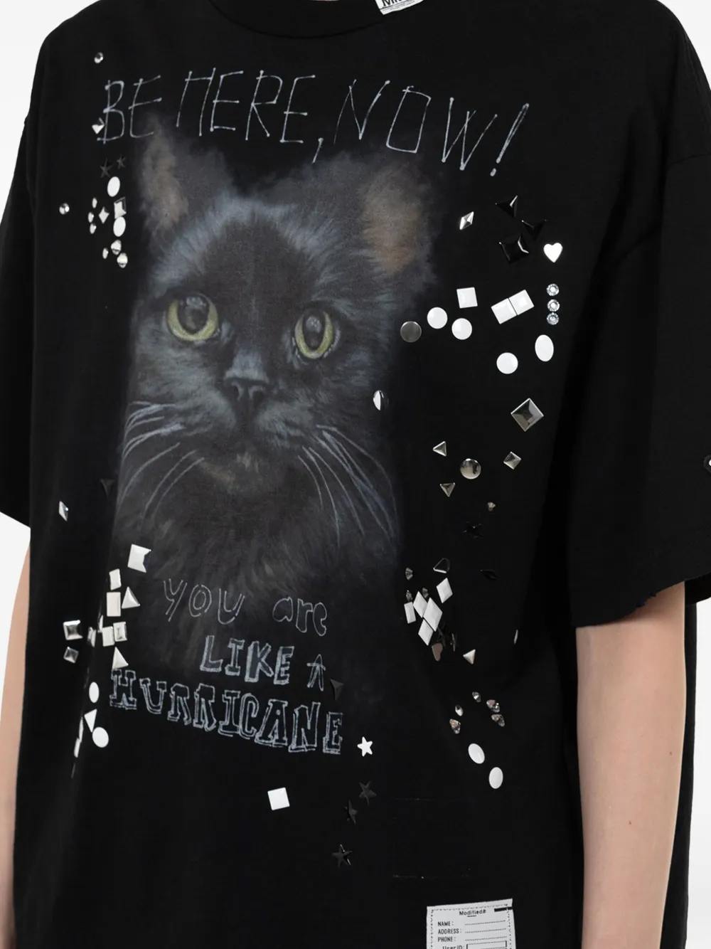 Maison MIHARA YASUHIRO T-shirt verfraaid met kattenprint Zwart