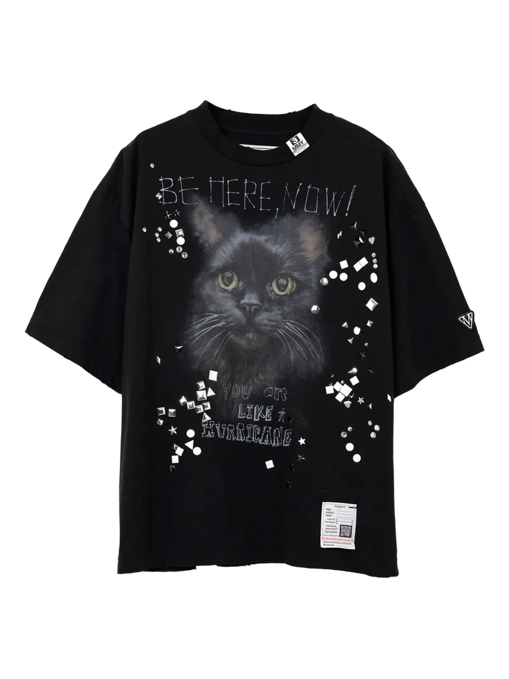 Maison MIHARA YASUHIRO T-shirt verfraaid met kattenprint Zwart