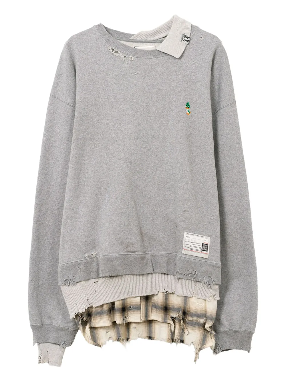 Miharayasuhiro Layered Frayed Sweatshirt In Gray