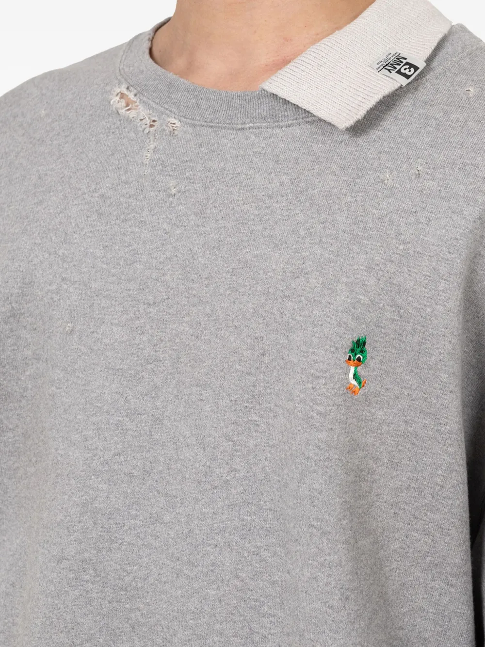 Miharayasuhiro Layered Frayed Sweatshirt In Gray