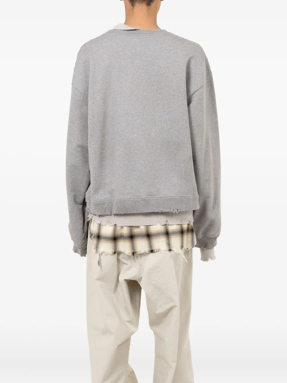 Miharayasuhiro Layered Frayed Sweatshirt In Gray