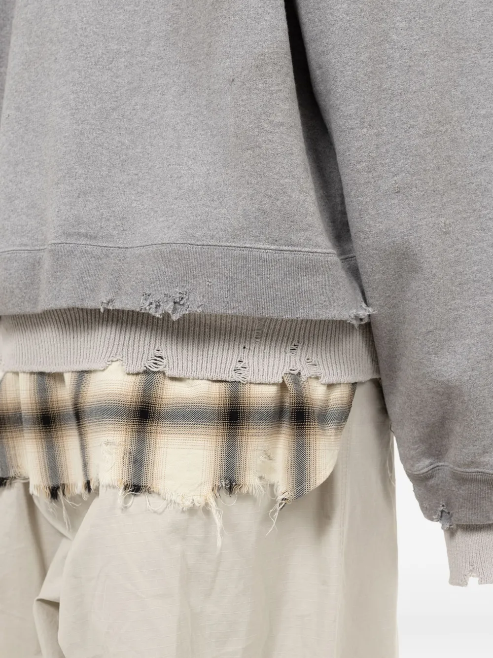 Miharayasuhiro Layered Frayed Sweatshirt In Gray