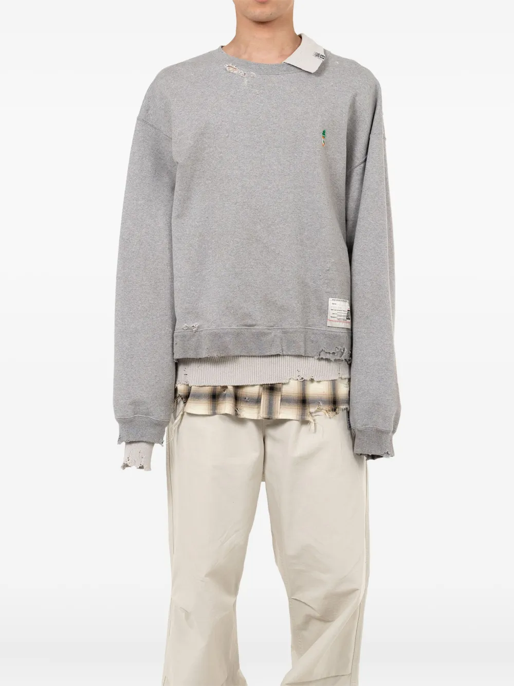 Maison MIHARA YASUHIRO Gelaagde sweater met franje - Grijs