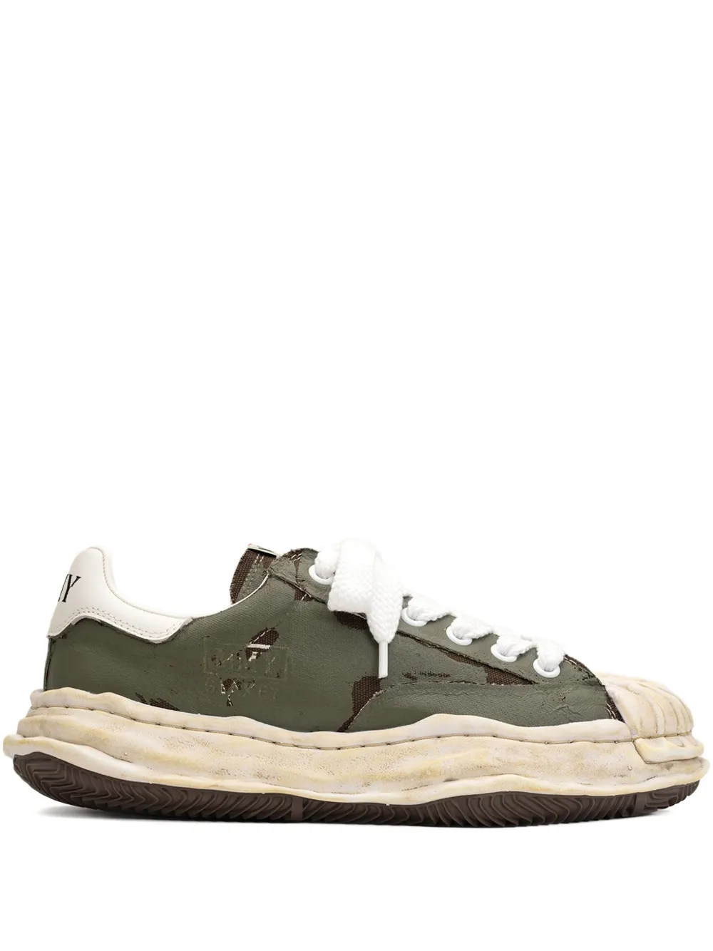 Maison MIHARA YASUHIRO Blakey torn-film low-top sneaker Green