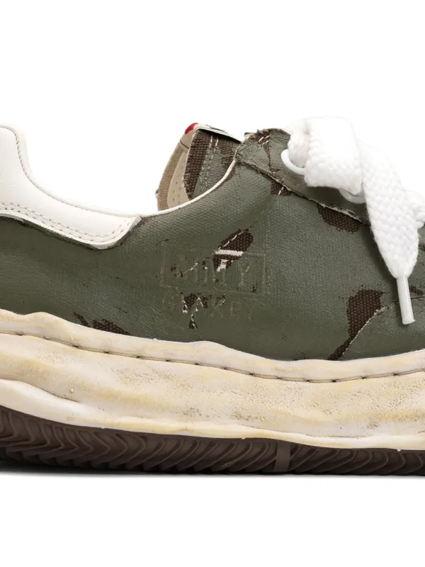 Maison MIHARA YASUHIRO Blakey torn-film low-top Sneaker | Green