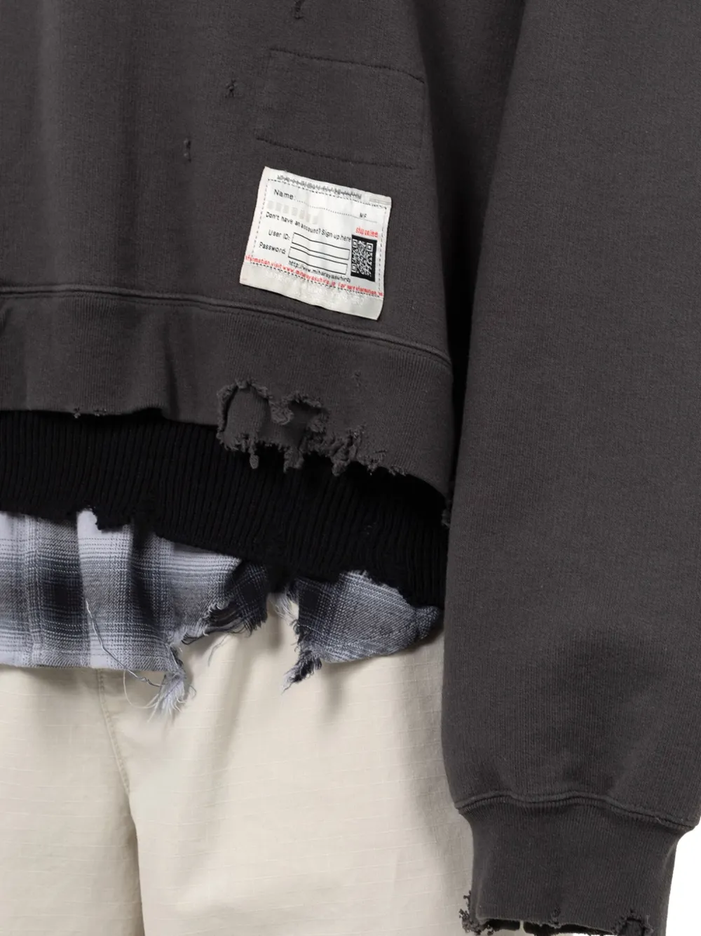 Miharayasuhiro Layered Distressed-detail Sweatshirt In Brown