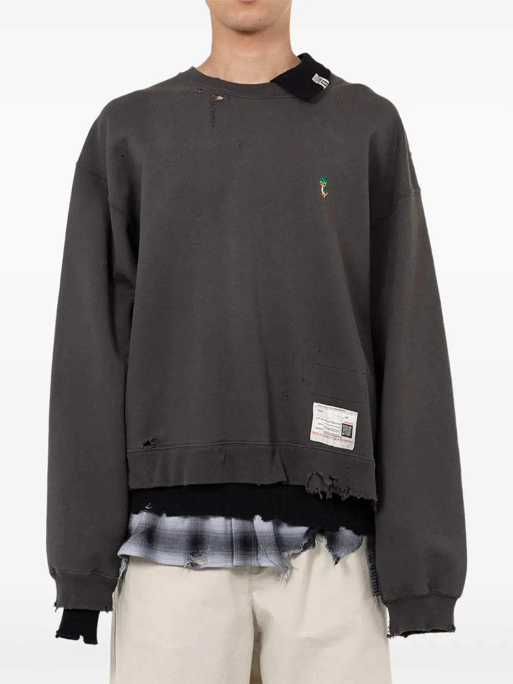 Maison MIHARA YASUHIRO Gelaagde sweater met gerafeld detail - Zwart