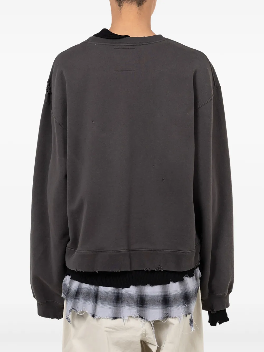 Miharayasuhiro Layered Distressed-detail Sweatshirt In Brown