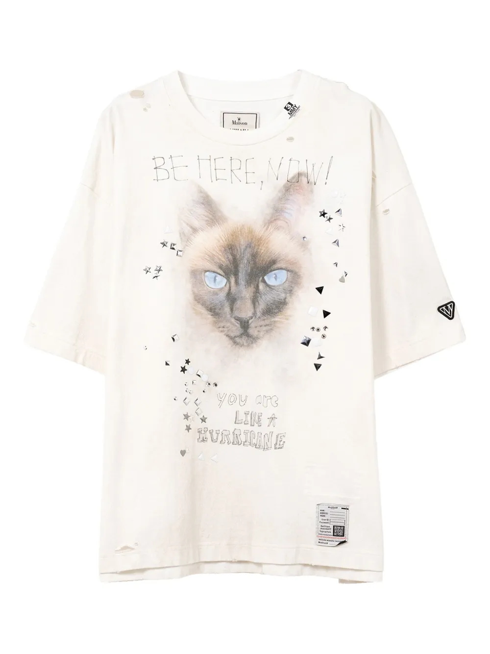 Maison MIHARA YASUHIRO cat-print distressed T-shirt Wit