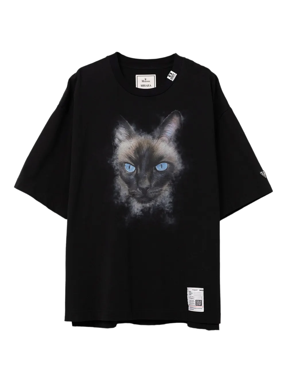 Maison MIHARA YASUHIRO T-shirt met tekst en kattenprint Zwart