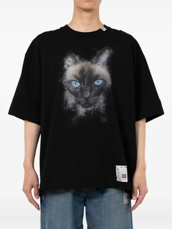 Maison MIHARA YASUHIRO cat-print text-detail T-shirt | Black
