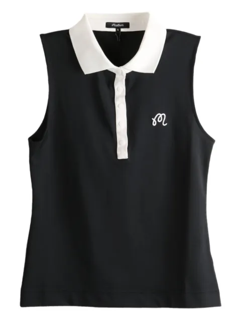 Malbon Golf Claudia sleeveless embroidered polo top