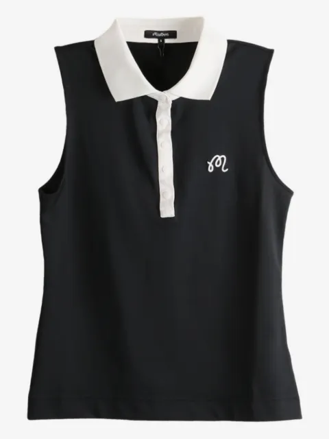 Malbon Golf Claudia sleeveless embroidered polo top