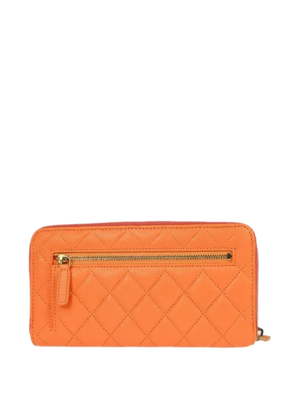 CHANEL Pre-Owned 2020 Quilted Long Wallet Orange FARFETCH IN