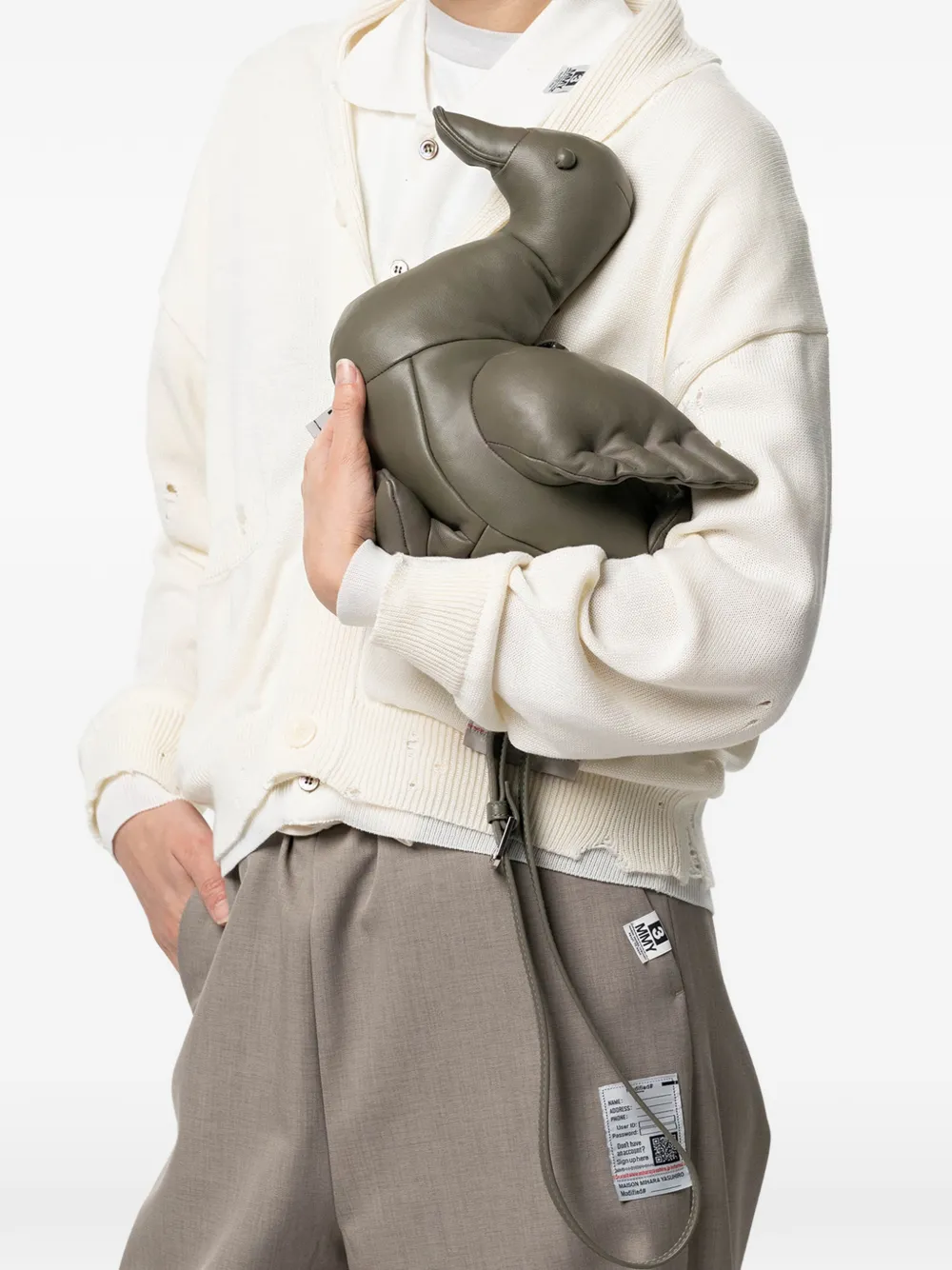 Maison MIHARA YASUHIRO Dolls Duck leren schoudertas Grijs