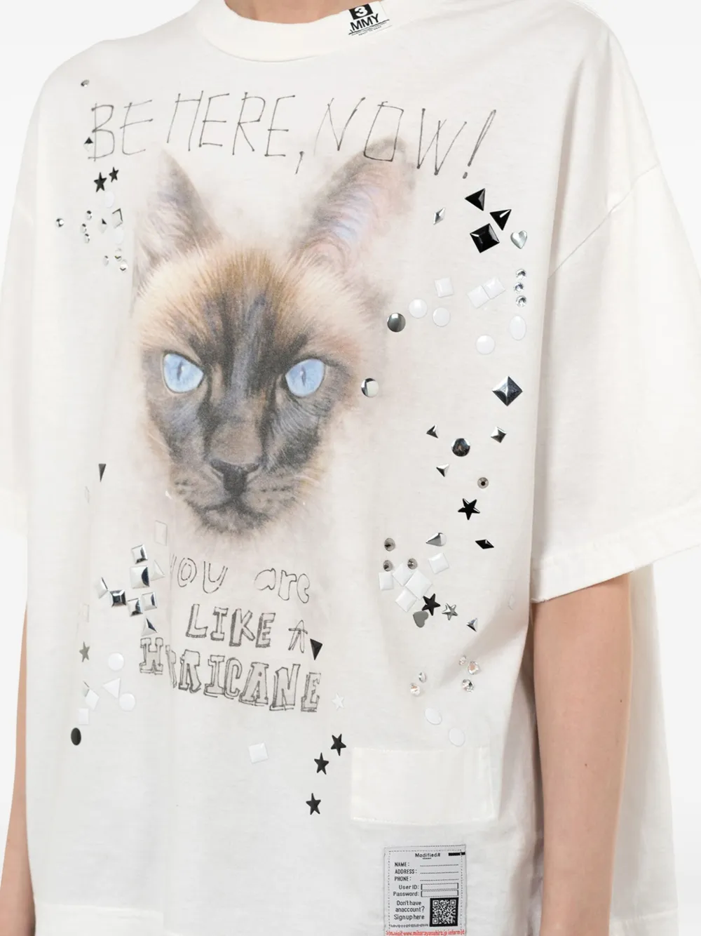 Maison MIHARA YASUHIRO T-shirt verfraaid met kattenprint Wit