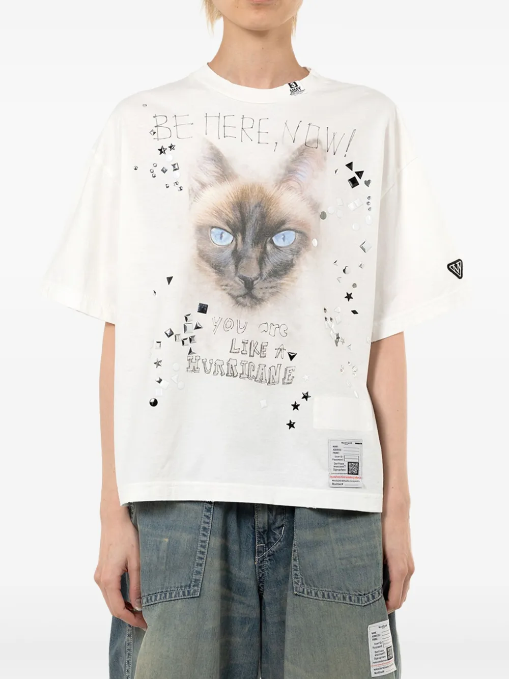 Maison MIHARA YASUHIRO T-shirt verfraaid met kattenprint Wit