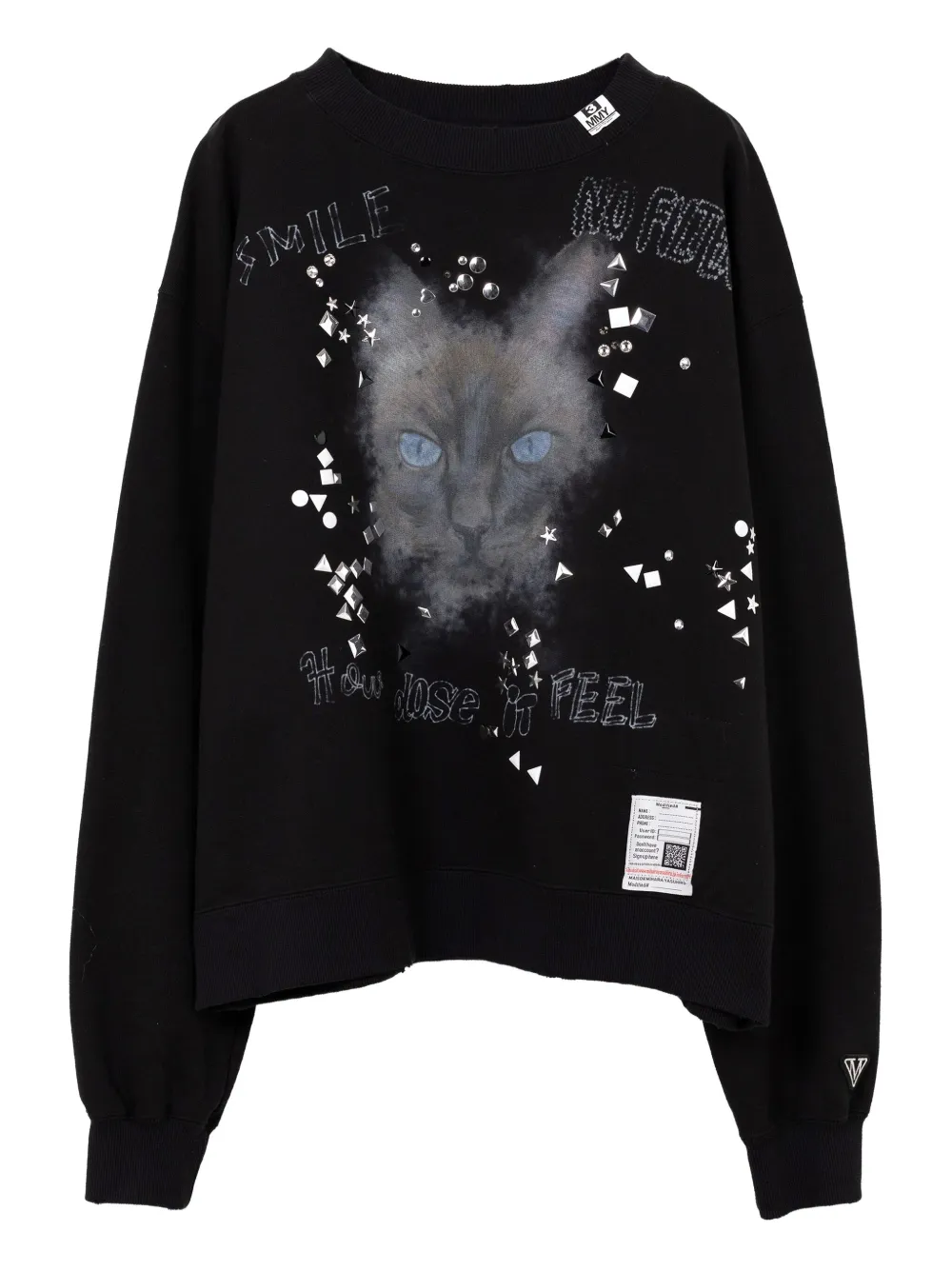 Maison MIHARA YASUHIRO Sweater verfraaid met kattenprint Zwart