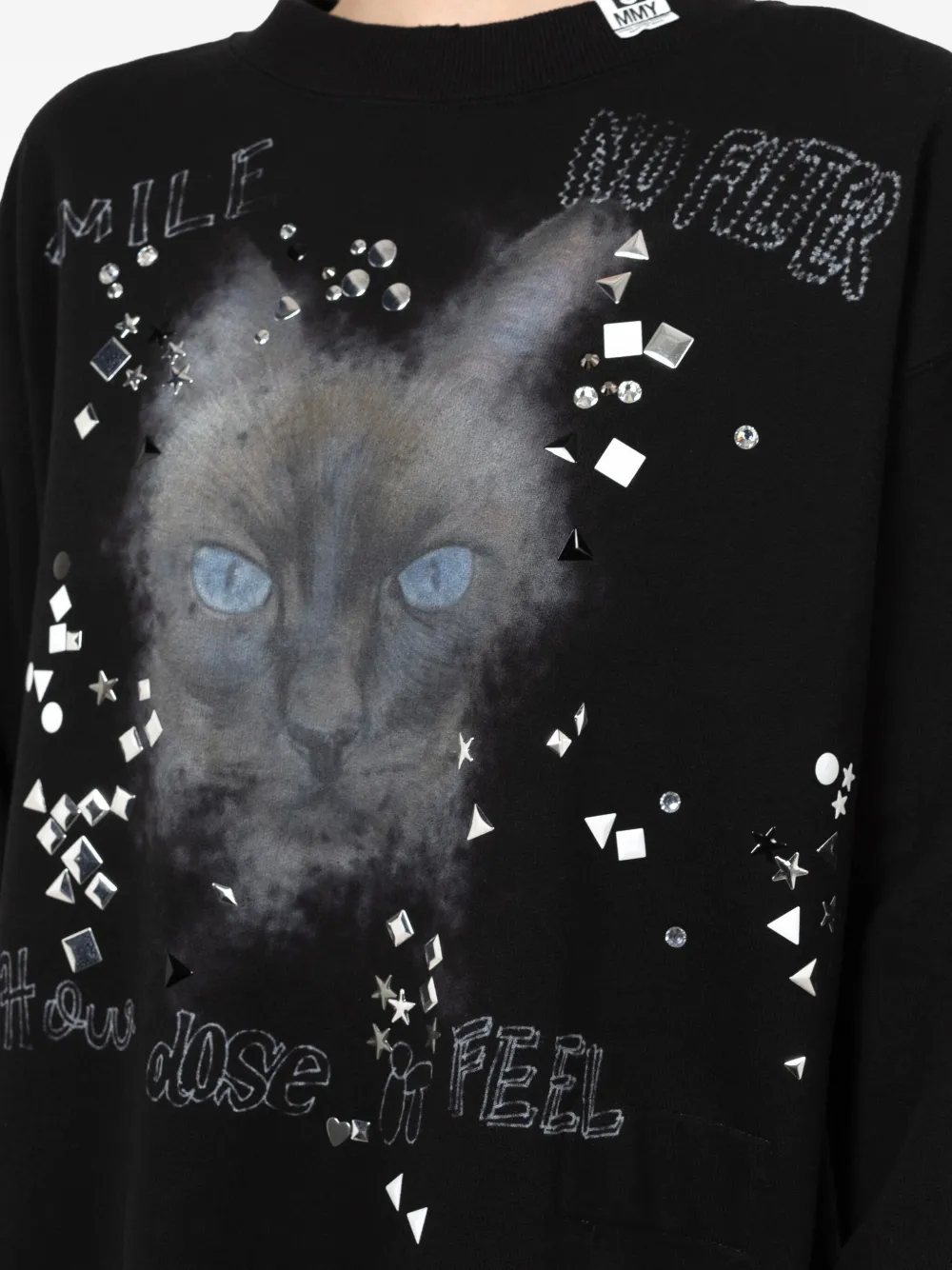 Maison MIHARA YASUHIRO Sweater verfraaid met kattenprint Zwart