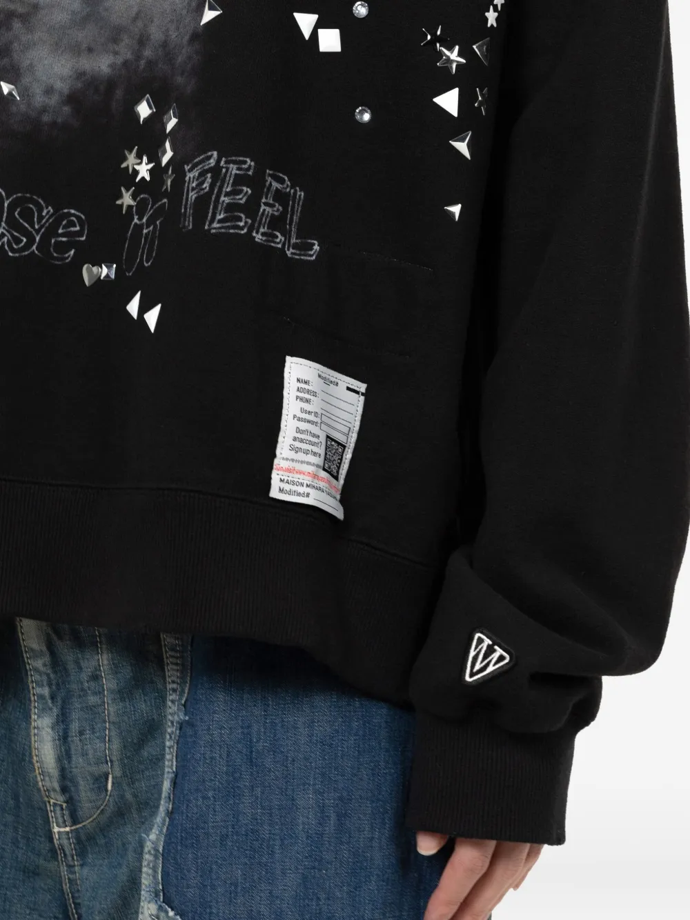 Maison MIHARA YASUHIRO Sweater verfraaid met kattenprint Zwart