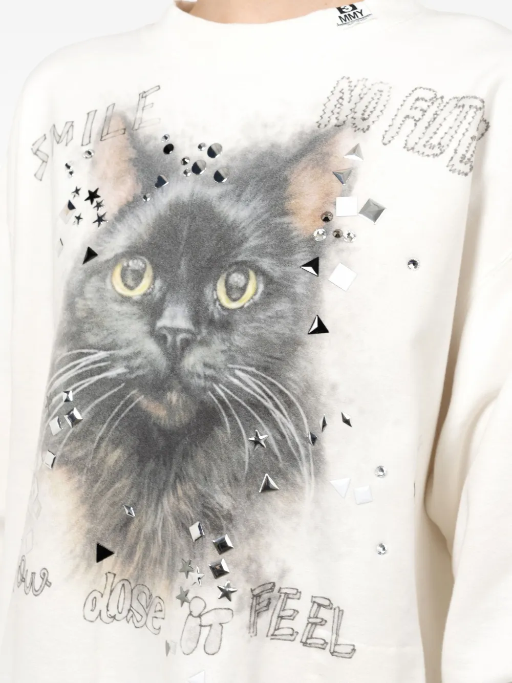 Maison MIHARA YASUHIRO Sweater verfraaid met kattenprint Wit